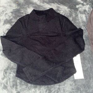 NWT- Black Mock Neck Cut-Out Women's Top